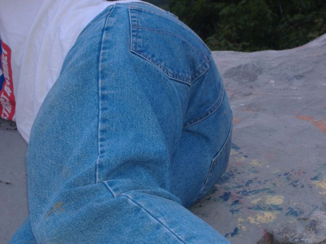 a close up of John's butt
